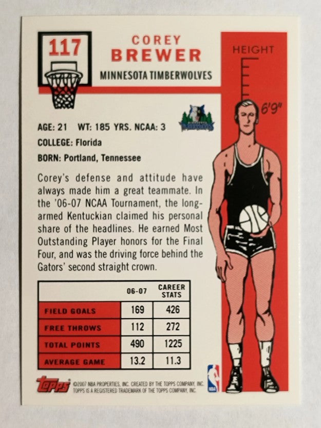2007-08 Topps 1957-58 Variations #117 Corey Brewer