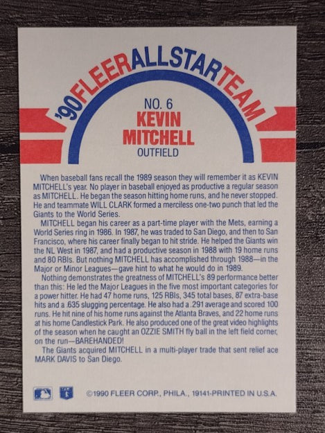 1990 Fleer All-Stars #6 Kevin Mitchell
