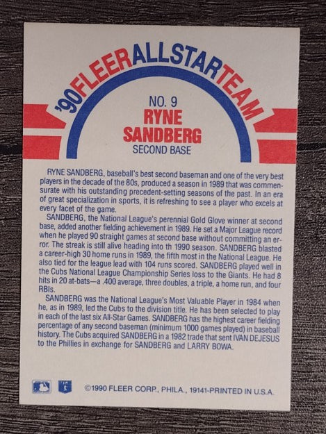 1990 Fleer All-Stars #9 Ryne Sandberg