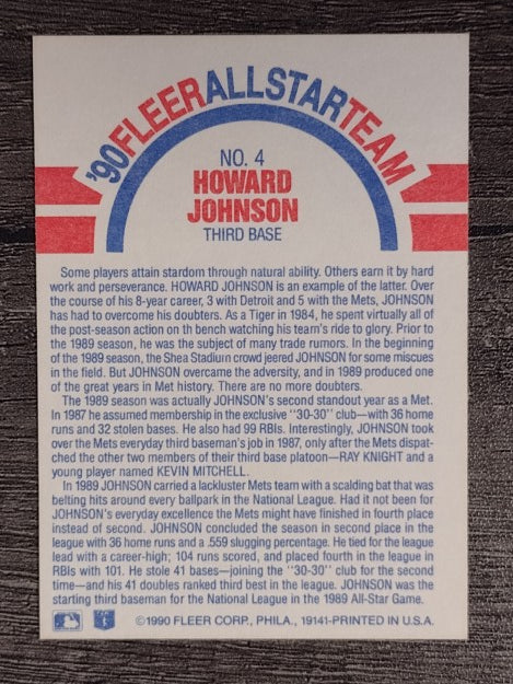 1990 Fleer All-Stars #4 Howard Johnson