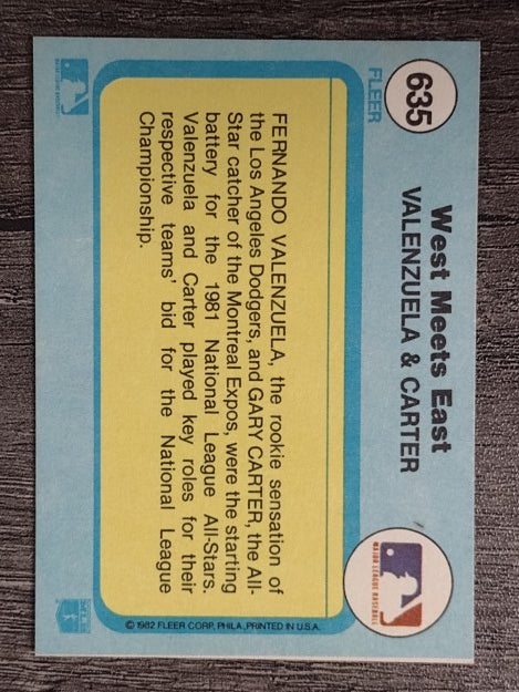 1982 Fleer #635 Fernando Valenzuela/Gary Carter
