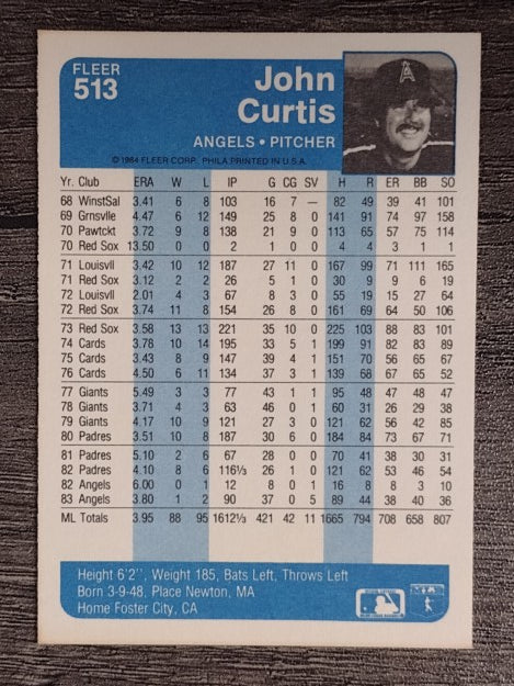 1984 Fleer #513 John Curtis