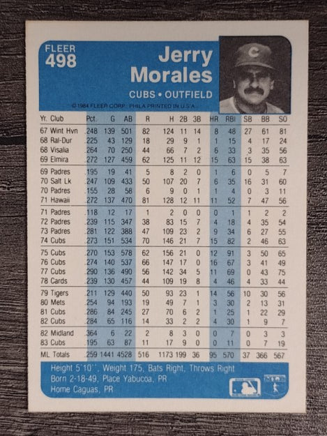 1984 Fleer #498 Jerry Morales