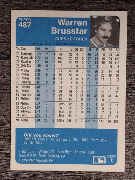 1984 Fleer #487 Warren Brusstar