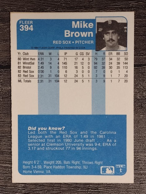 1984 Fleer #394 Mike G. Brown