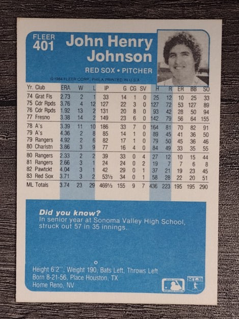 1984 Fleer #401 John Henry Johnson