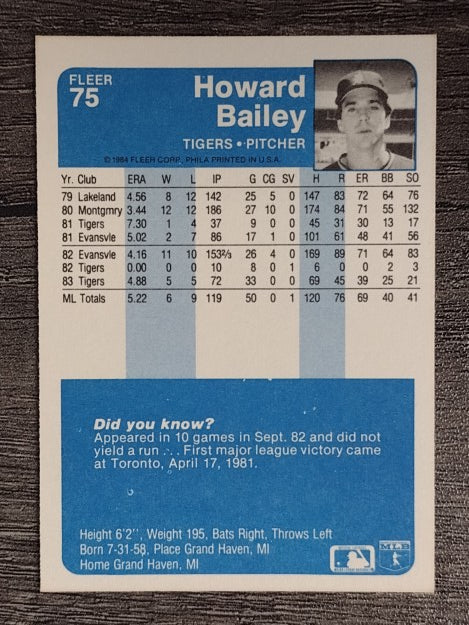 1984 Fleer #75 Howard Bailey