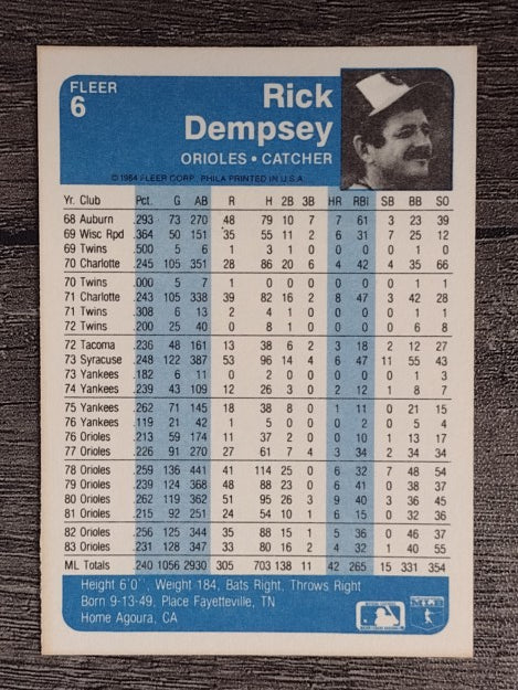 1984 Fleer #6 Rick Dempsey