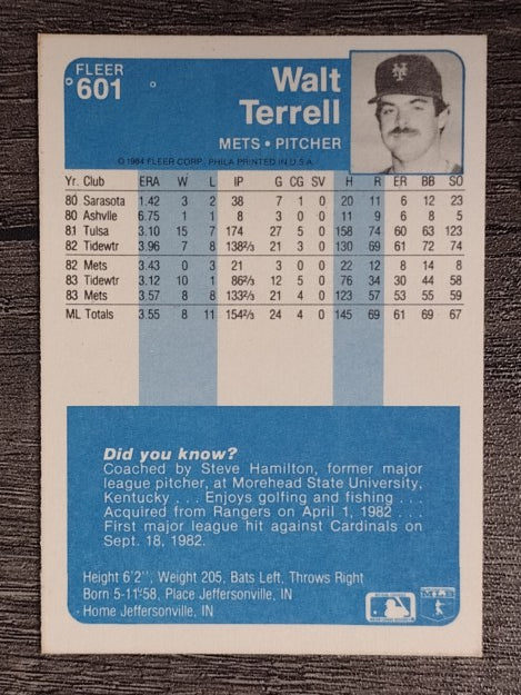1984 Fleer #601 Walt Terrell