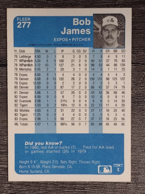 1984 Fleer #277 Bob James