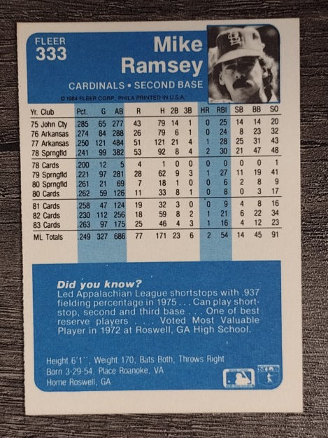 1984 Fleer #333 Mike Ramsey