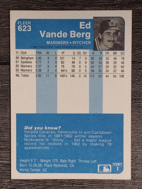 1984 Fleer #623 Ed VandeBerg
