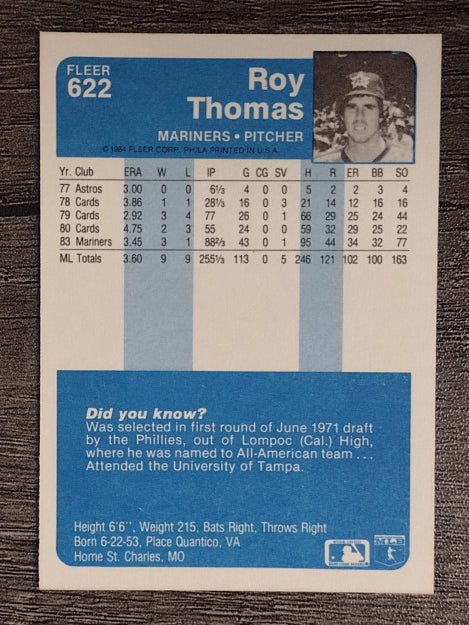 1984 Fleer #622 Roy Thomas