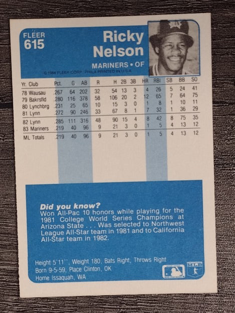1984 Fleer #615 Ricky Nelson