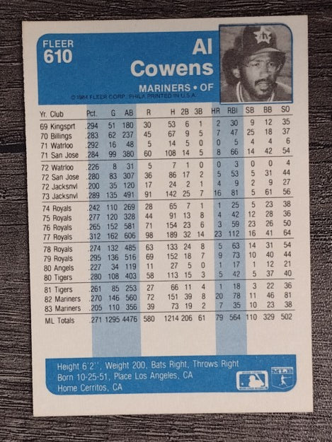 1984 Fleer #610 Al Cowens