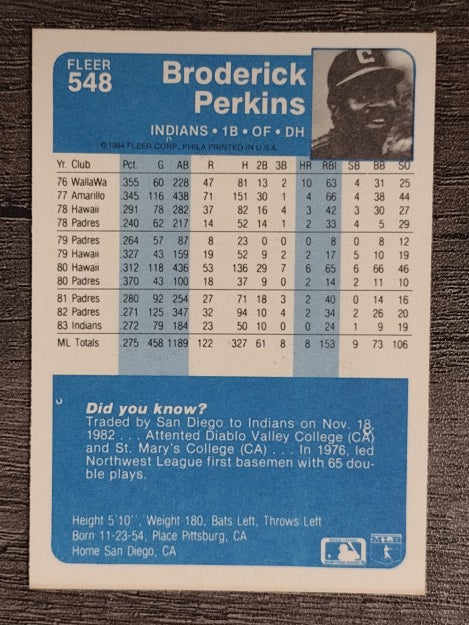 1984 Fleer #548 Broderick Perkins