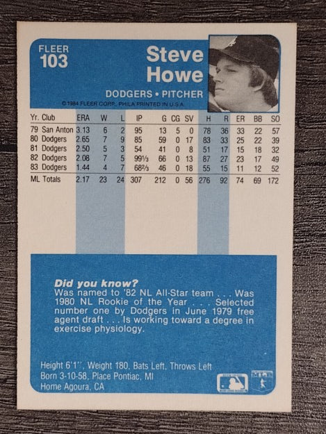 1984 Fleer #103 Steve Howe
