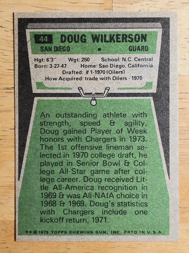 1975 Topps #44 Doug Wilkerson RC (NMMT)
