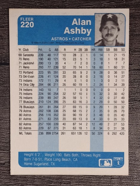 1984 Fleer #220 Alan Ashby