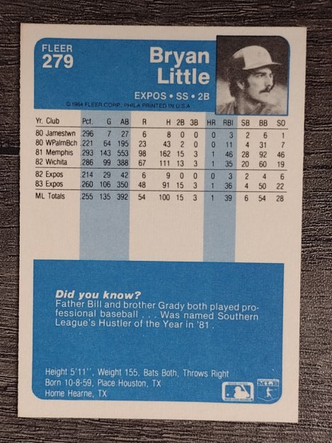1984 Fleer #279 Bryan Little