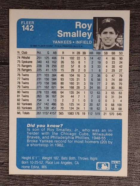 1984 Fleer #142 Roy Smalley