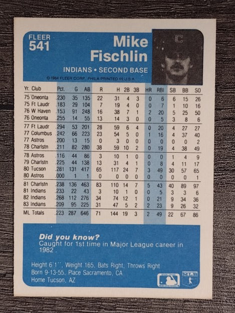 1984 Fleer #541 Mike Fischlin
