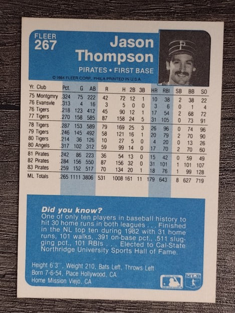 1984 Fleer #267 Jason Thompson
