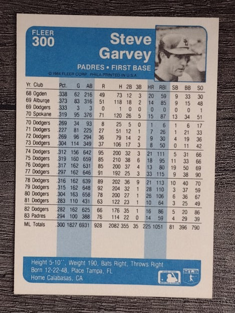 1984 Fleer #300 Steve Garvey