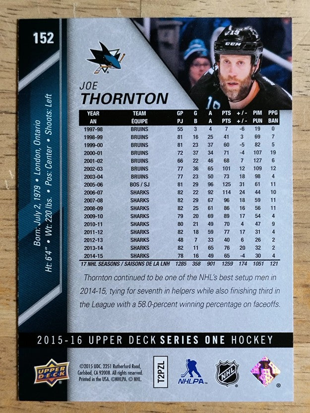 2015-16 Upper Deck #152 Joe Thornton