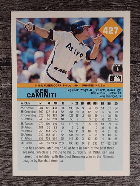 1992 Fleer #427 Ken Caminiti