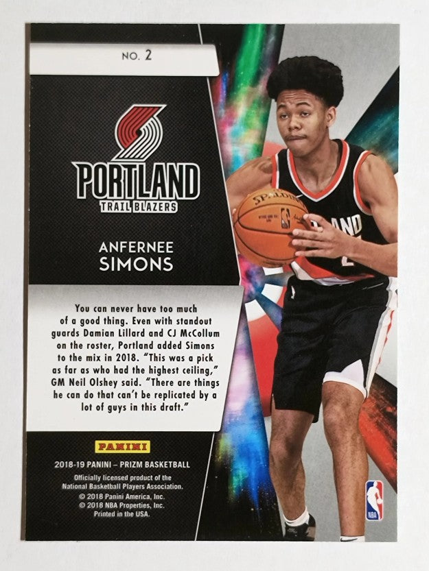 2018-19 Panini Prizm Freshman Phenoms #2 Anfernee Simons