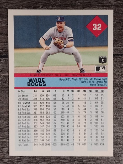 1992 Fleer #32 Wade Boggs