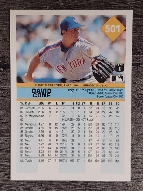 1992 Fleer #501 David Cone