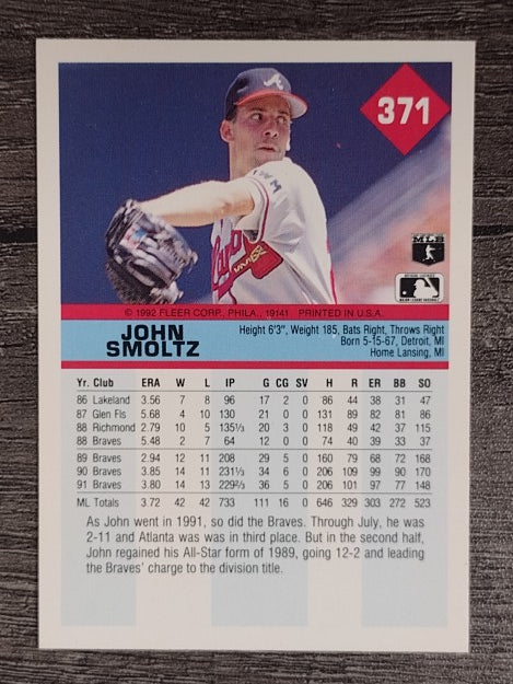 1992 Fleer #371 John Smoltz