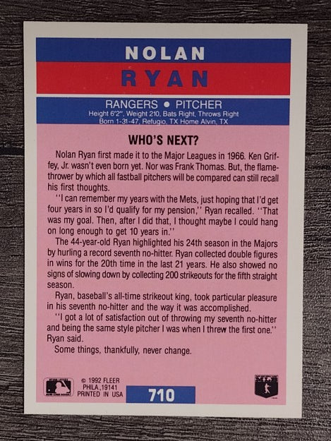 1992 Fleer #710 Nolan Ryan PV