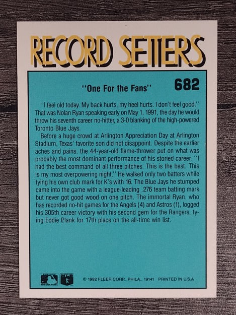 1992 Fleer #682 Nolan Ryan RS