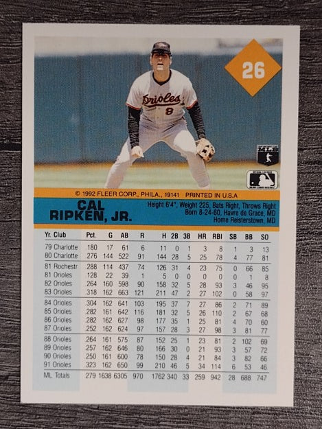 1992 Fleer #26 Cal Ripken