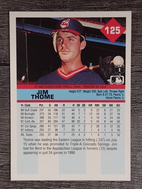 1992 Fleer #125 Jim Thome