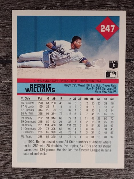 1992 Fleer #247 Bernie Williams