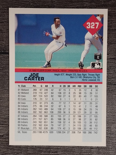 1992 Fleer #327 Joe Carter