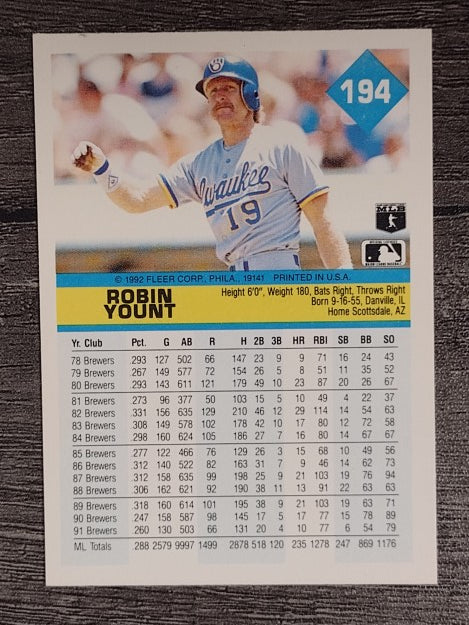 1992 Fleer #194 Robin Yount