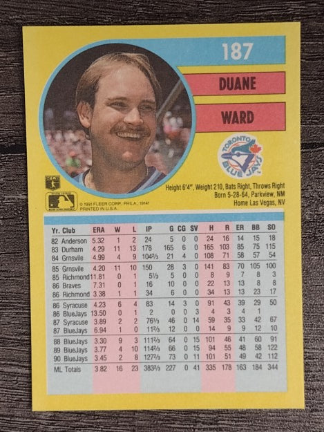 1991 Fleer #187 Duane Ward
