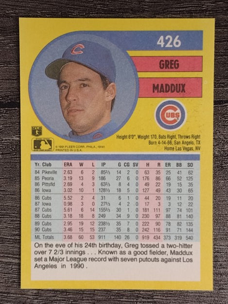 1991 Fleer #426 Greg Maddux