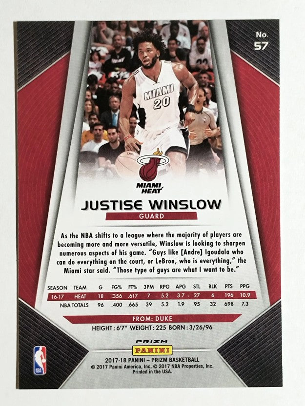 2017-18 Panini Prizm Prizms Red White and Blue #57 Justise Winslow