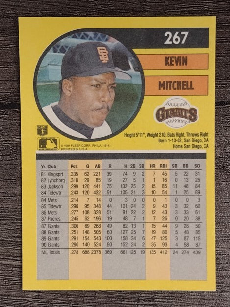 1991 Fleer #267 Kevin Mitchell