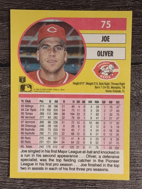 1991 Fleer #75 Joe Oliver