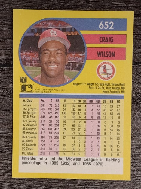 1991 Fleer #652 Craig Wilson RC