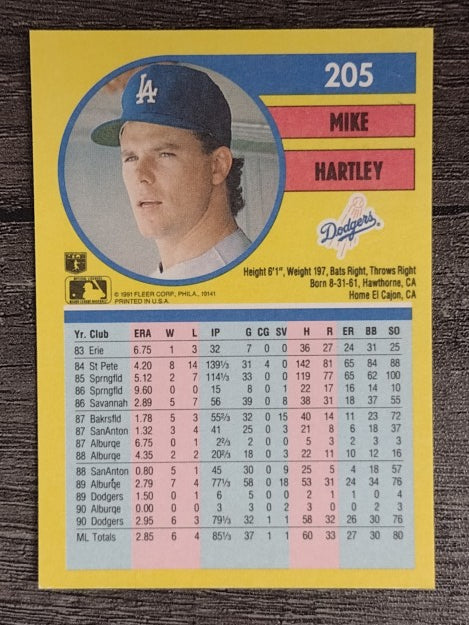 1991 Fleer #205 Mike Hartley