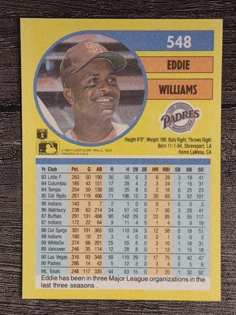 1991 Fleer #548 Eddie Williams