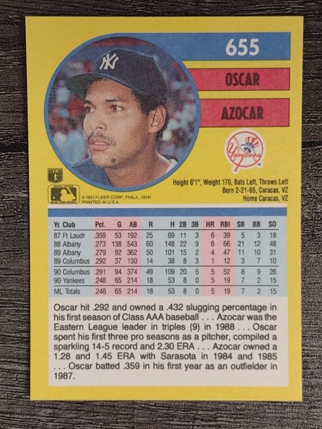 1991 Fleer #655 Oscar Azocar